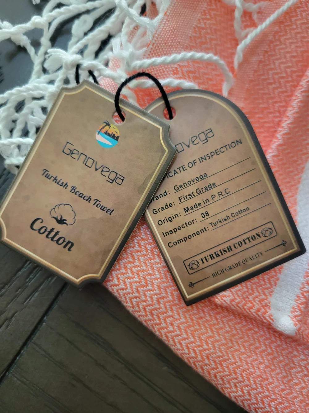 Nwt Genovega brand striped Turkish beach towel made of 100% cotton.